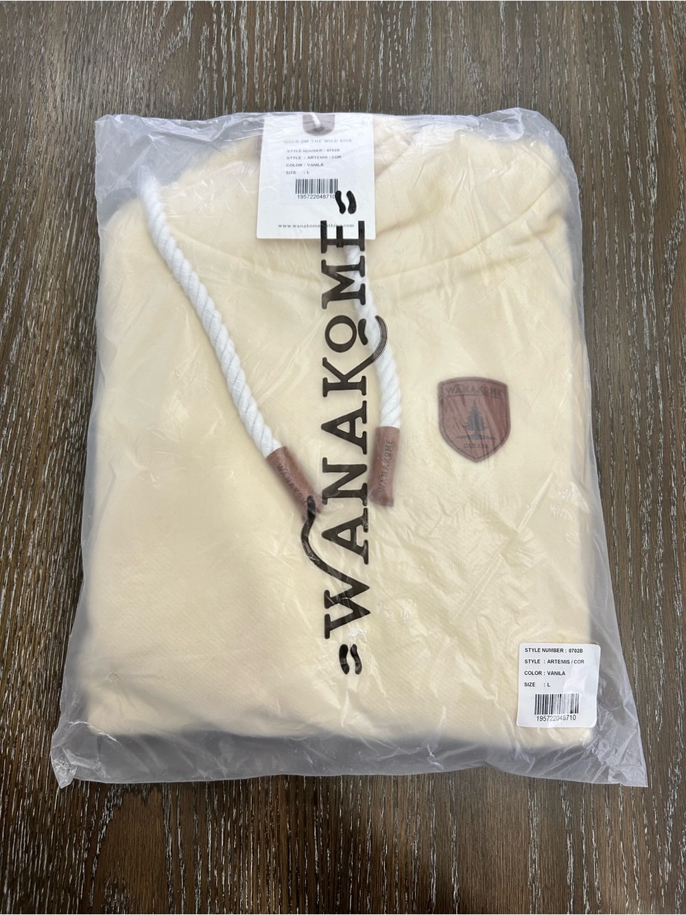 Wanakome Cream Crewneck Pullover with Rope Drawcord